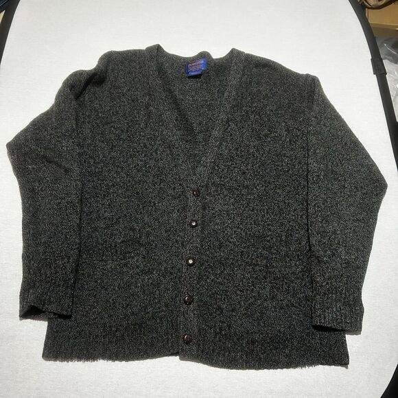 Pendleton Men's 100% Shetland Wool Cardigan Five Button Sweater Size L Charcoal - Picture 1 of 6